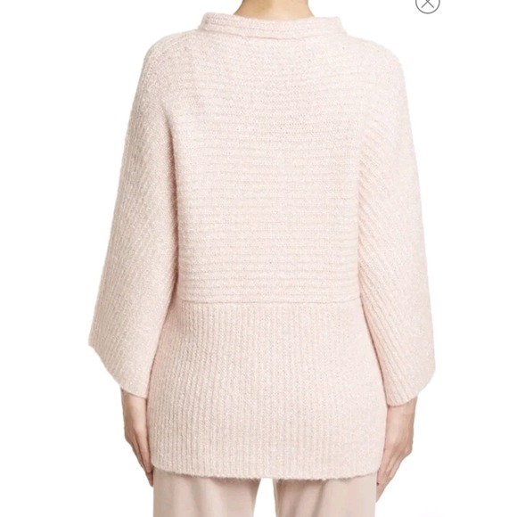 ST JOHN Blush Pink Metallic Twisted Rib Mohair Blend Pullover Sweater Woman Sz L - Picture 2 of 7